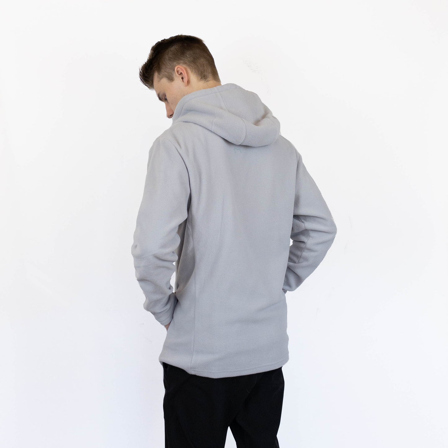 Cumulus grey-Grey-Sustainable-eco-friendly-unisex-polar-fleece-hoodie-pullover-back